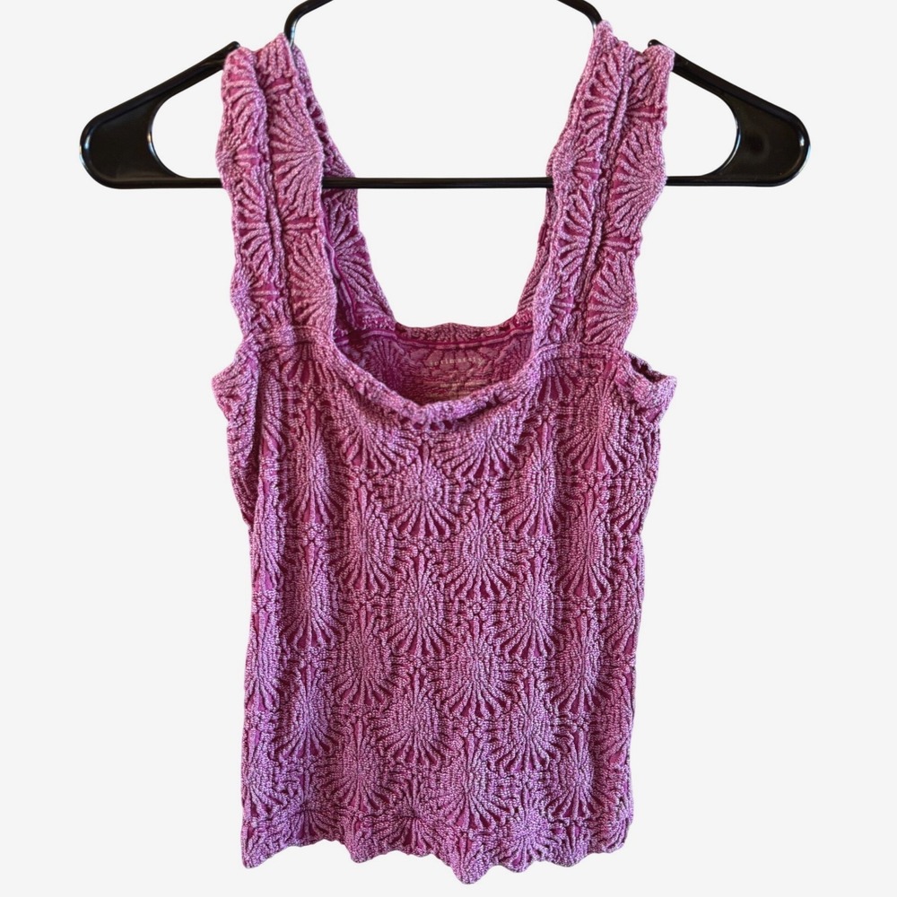 Intimately Free People Love Letter Cami M/L Berry Magenta Jacquard Feminine